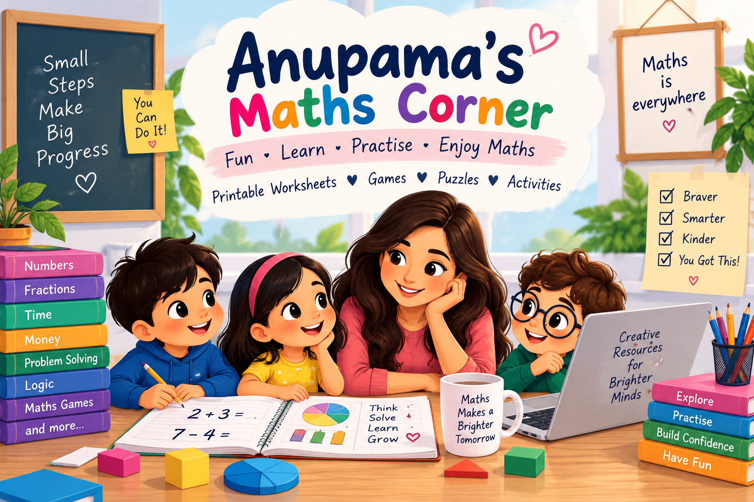 Fun maths learning illustration
